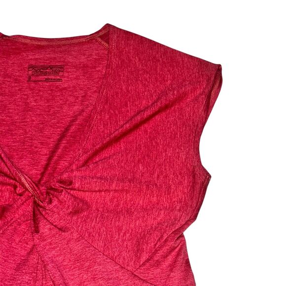Patagonia Seabrook Bandha Dress Womens Size S Heather Red Twist Front S/S V Neck - Picture 2 of 6
